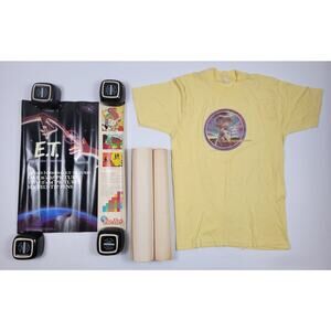 Vintage 1982 Spielberg ET Fun Art Creative Coloring Set & Promo Shirt Lot‎